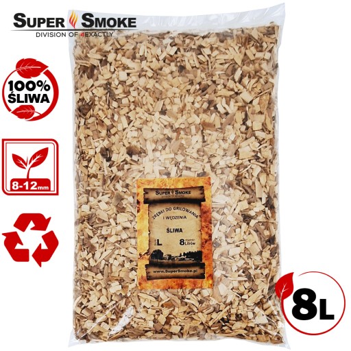 SUPER SMOKE Zrębki wędzarnicze owocowe ŚLIWA size: L 8 litrów