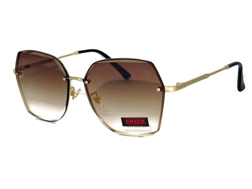 GLAM OKULARY DAMSKIE ZŁOTE BEZRAMKOWE CIENIOWANE BRĄZOWE MODNE FASHION