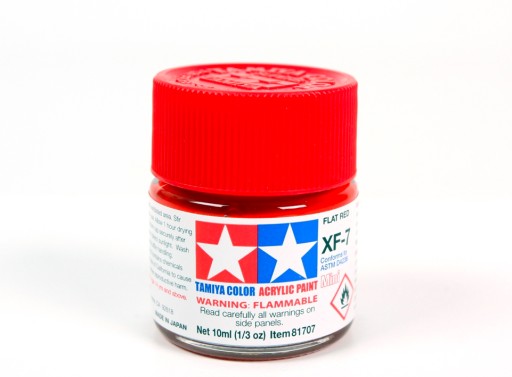 MODELARSKA FARBA AKRYLOWA CZERWONA MATOWA TAMIYA 10ml XF-7 FLAT RED (MATT)