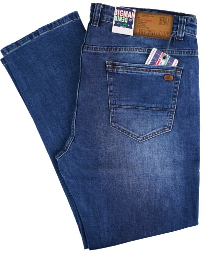SPODNIE MĘSKIE JEANSOWE NIEBIESKIE WYCIERANE DŻINSY DUŻE W44 L32 114-118 CM