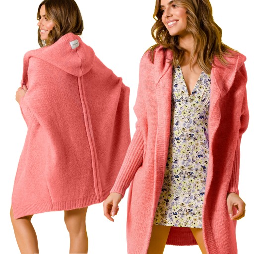 niezapinany KARDIGAN oversize SWETER z KAPTUREM