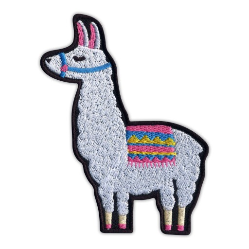 Naszywka Biała LAMA z kocykiem, No Drama! LLAMA