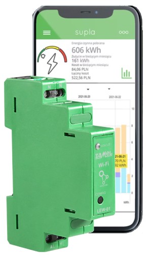 MONITOR ENERGII ELE. SUPLA 1-FAZ 16A WIFI LEW-01 ZAMEL