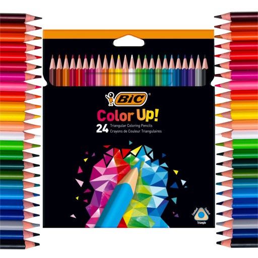 Kredki ołówkowe trójkątnie dla dzieci i dorosłych BIC Color Up 24 kolory