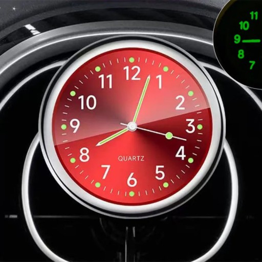 Zegarek do Auta Dekoracyjny Samochodowy QUARTZ Czerwony Red + Klips i Smart
