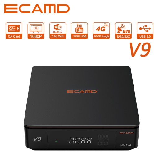 Tuner DVB-S2X/T2-MI ECAMD V9 DEKODER CA BISS AUTO ROLL YOUTUBE IPTV+PILOT