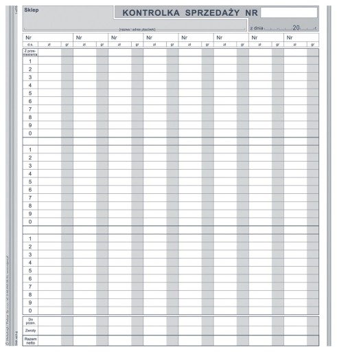 Druk Kontrolka sprzedaży 2/3 A4 40 kartek dwustron