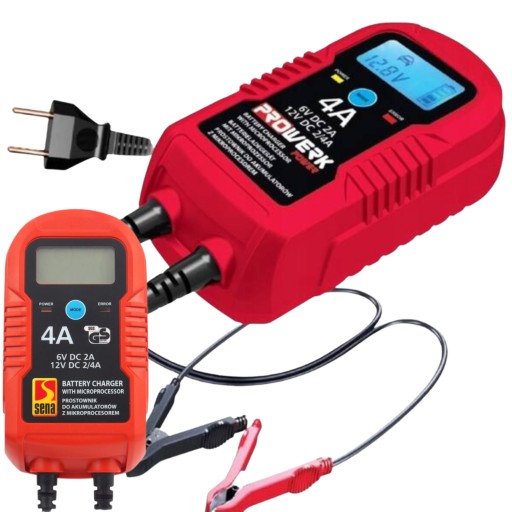 Prostownik mikroprocesorowy ładowarka do akumulatorów 4A LCD IP65 Prowerk