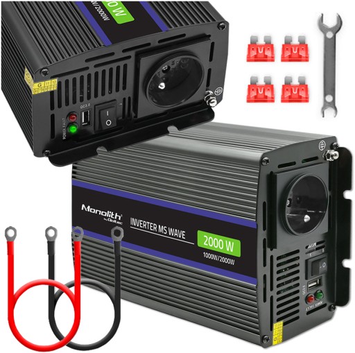 SAMOCHODOWA PRZETWORNICA NAPIĘCIA 2000 MS WAVE 12V/230V 1000W/2000W USB