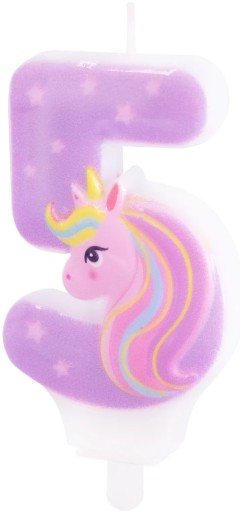 ŚWIECZKA NA TORT urodzinowa CYFRA 5 jednorożec UNICORN