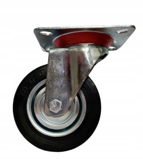 KOŁO OBROTOWE 100mm , KÓŁKO WÓZKA METAL GUMA