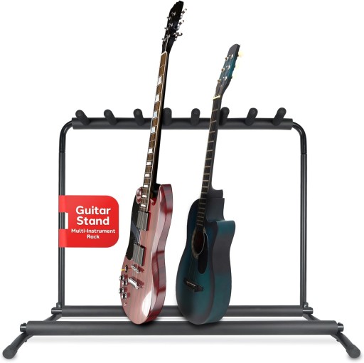 Stojak na gitarę Pyle z 7 miejscami na gitary statyw gitarowy P4