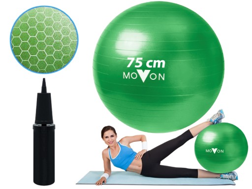 PIŁKA DO ĆWICZEŃ GIMNASTYCZNA FITNESS REHABILITACYJNA POMPKA - MOVON 75CM