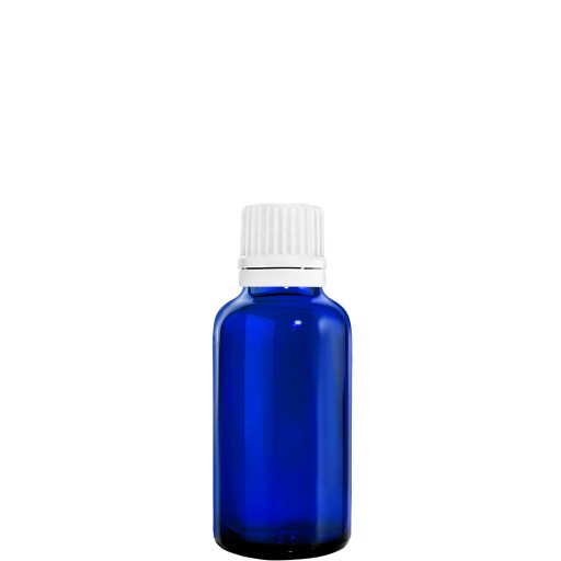 BUTELKA SZKLANA 50ML NIEBIESKA Z KROPLOMIERZEM BIA