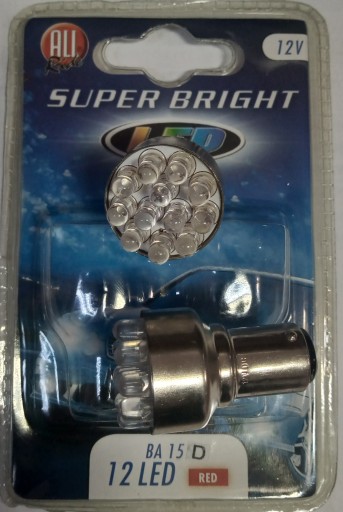 Żarówki LEDOWE 12V BA15D 12 LED RED - blister 2szt