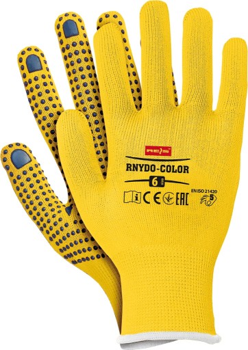 Rękawice robocze nakrapiane żółte w kropki r.6(XS)