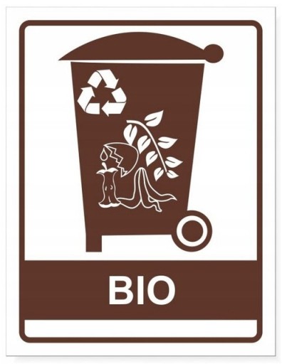 NAKLEJKA NA KOSZ DO SEGREGACJI ŚMIECI BIO 11x8