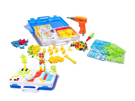 ZESTAW PUZZLE KLOCKI WKRĘTARKA ŚRUBOKRĘT 237EL
