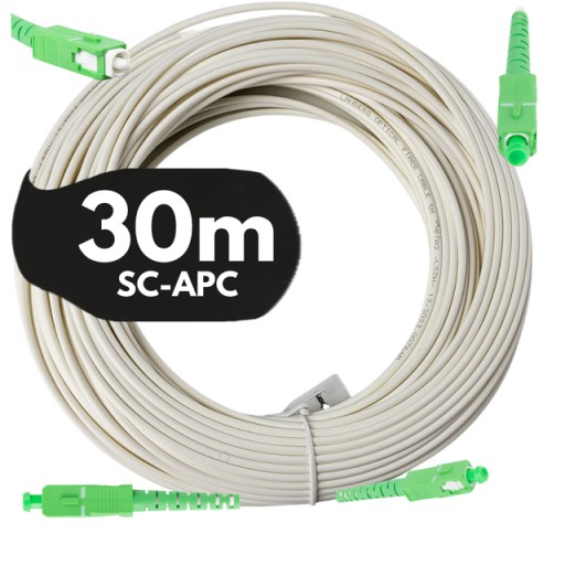 KABEL PRZEWÓD ŚWIATŁOWODOWY ŚWIATŁOWÓD PATCHCORD SC/APC-SC/APC SIMPLEX 30M