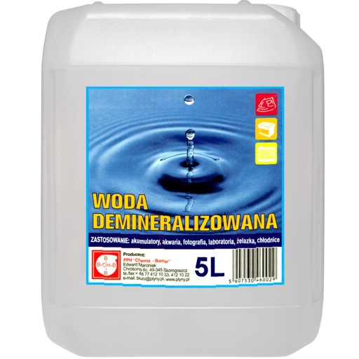 WODA DEMINERALIZOWANA DESTYLOWANA 5L ULTRA CZYSTA