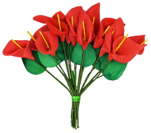 PIANKOWE kwiaty Kalia calla na druciku 12 SZT
