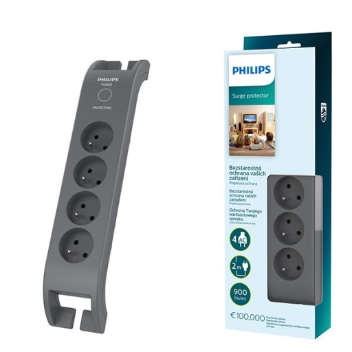 PRZEDŁUŻACZ LISTWA ZASILAJĄCA 4 GNIAZDA PHILIPS 2M