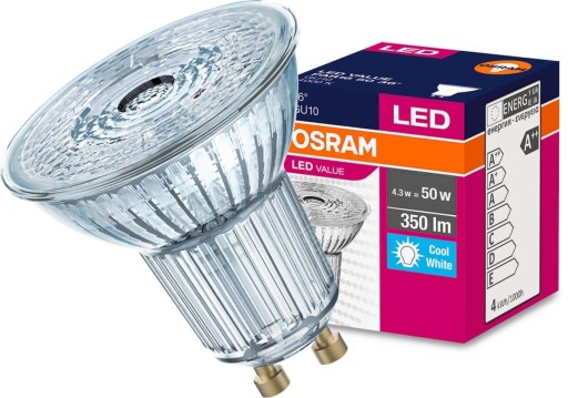 ŻARÓWKA LED GU10 4.3W 4000K 350lm 36°SZKLANA OSRAM