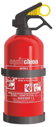 GAŚNICA SAMOCHODOWA PROSZKOWA OGNIOCHRON BC 1kg Z WIESZAKIEM UCHWYT 2024