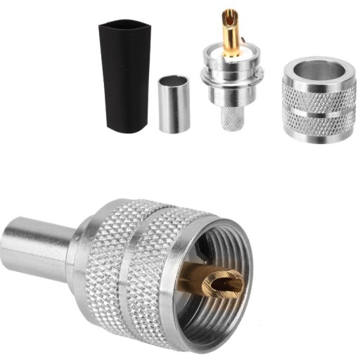 Wtyk UC-1 zaciskany na przewód RG-58, RF-5, H-155 (5-6mm) PTFE/Gold RADIORA