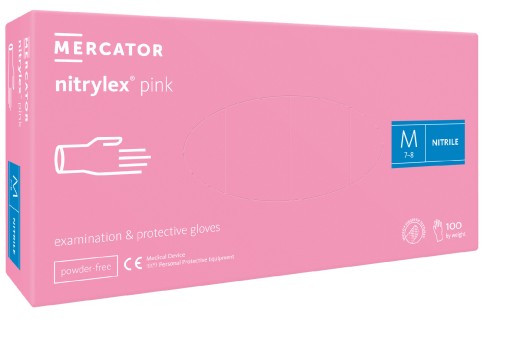 Rękawiczki nitrylowe różowe M MERCATOR NITRYLEX PINK 100szt.