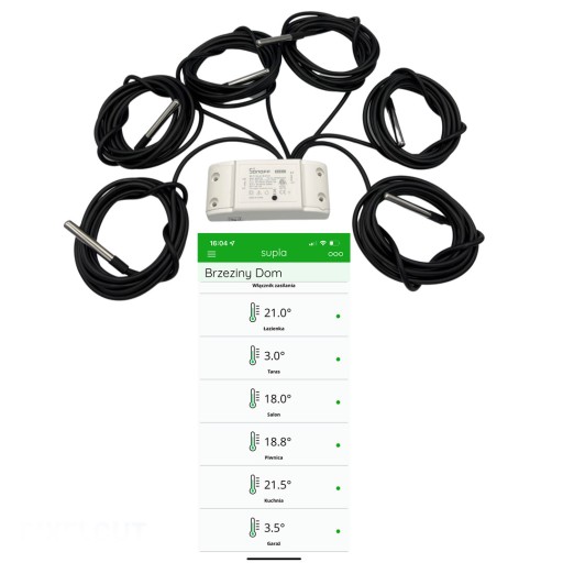 Sonoff wifi czujnik 5 x DS18B20 2metry