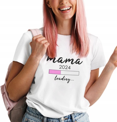 KOSZULKA DAMSKA MAMA LOADING DLA PRZYSZŁEJ MAMY DZIEŃ MAMY MATKI PREZENT