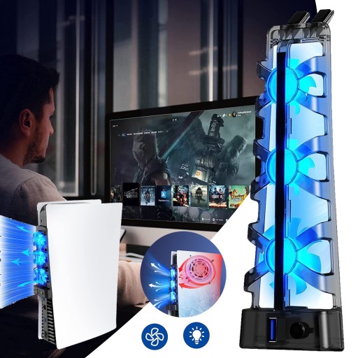 PS5 AUTOMATYCZNY WENTYLATOR CHŁODZĄCY, CHŁODZENIE ZEWNĘTRZNE USB TURBO