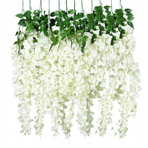 12 SZT Glicynia 110 Cm Kwiaty Girlanda Biała XXL