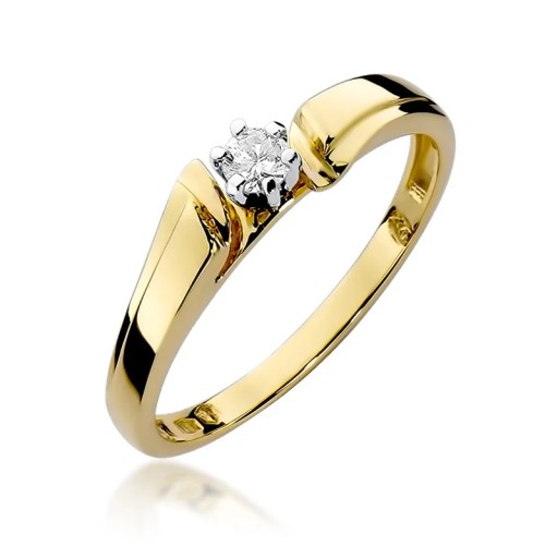 Złoty pierścionek z brylantami 0,12 ct pr.585 r21