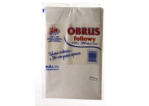 OBRUS FOLIOWY JEDNORAZOWY 110 x 320 CM BIAŁY
