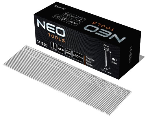 NEO Gwoździe 40mm GA18 Typ300 (F) do zszywacza 14-570, 4000szt 14-656