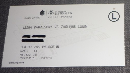 Bilet Legia Warszawa - Zagłębie Lubin - 19.05.2019