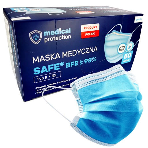 100 x POLSKIE MASKI MASECZKI MEDYCZNE Z ATESTEM