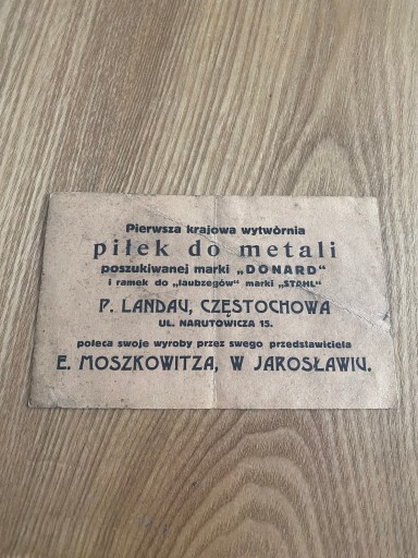 JAROSŁAW MOSZKOWITZ PIŁKI DO METALI LANDAU CZĘSTOCHOWA