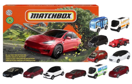 MATCHBOX DWUNASTOPAK ZESTAW 12 POJAZDÓW elektryczn