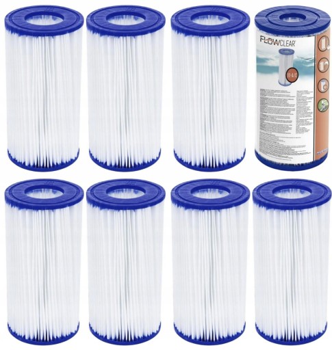 8X Filtry Pompy Basenowej Basenu Filtr Wkłady Filtrujące BESTWAY III 58012
