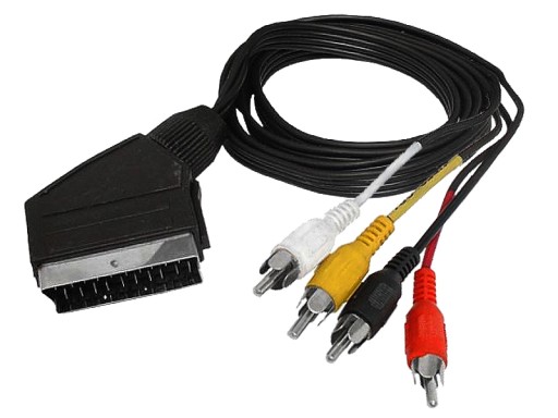 Kabel; wtyk SCART 21PIN; wtyk 4x RCA; 3,0m