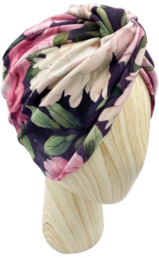 Czapka Turban Twist Cienki Jersey Piwonie onkologiczny