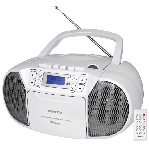 Radioodtwarzacz magnetofon BOOMBOX CD/USB/kasety 14W biały Sencor SPT 3907W