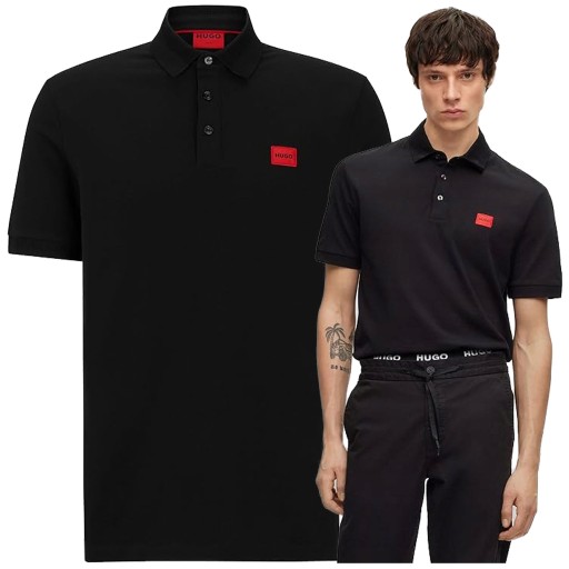 HUGO POLO MESKA KOSZULKA CZARNA BOSS SLIM FIT