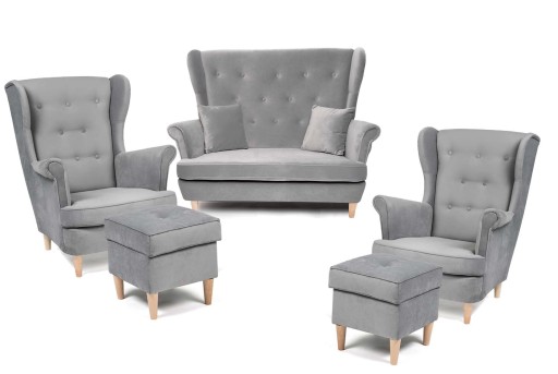 KOMPLET SOFA 2 osobowa + 2 FOTELE USZAK