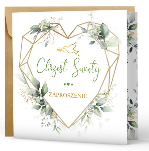 ZAPROSZENIA na chrzest z kopertą PAPIER PERŁOWY