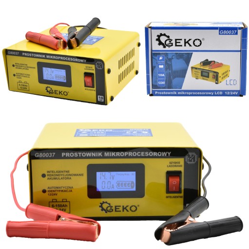 Prostownik mikroprocesorowy akumulatorowy 12/24V LCD PWM MCU Geko
