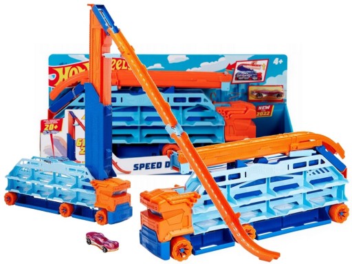 HOT WHEELS TRANSPORTER EPICKI ZJAZD ze zjeżdżalnią + autko